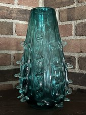 Vintage  Sea urchin   Blue Glass Vase Perfect Condition