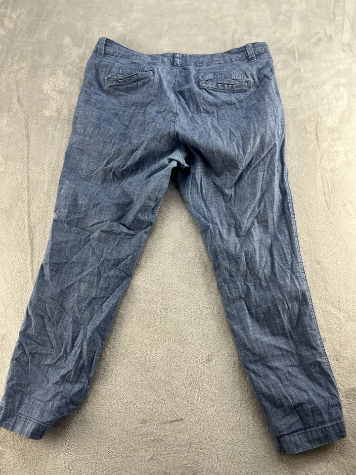 Pantalones Gap para mujer 6 azul jaspeado novia chino cambray mezcla de algodón caqui Foto 2 de 4