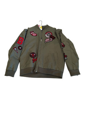 UNK Bomberjacke NBA Chicago Bulls Olivgrün Größe L Unisex Polyester Patches