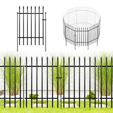 ARIFARO 3m Decorative Metal Garden Fence 4 Panels with Gate Pet Barrier 81cm
