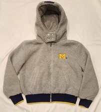 Women's Michigan Wolverines WEAR Erin Andrews Gray Sherpa Hoodie Sz Medium