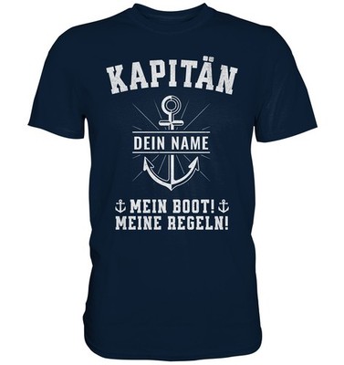 Kapitän T-Shirt Anker mit Name, Segelboot Yacht Bootsführer Geschenk für Segler