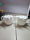 Vtg. Fenton Star  Crimped Edge Hobnail Milk Glass Cream & Sugar Set 1955-1956 — photo 1