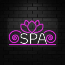 Spa Sign for Business Displays | LED Flex Neon | 37"W x 20"H x 1"D