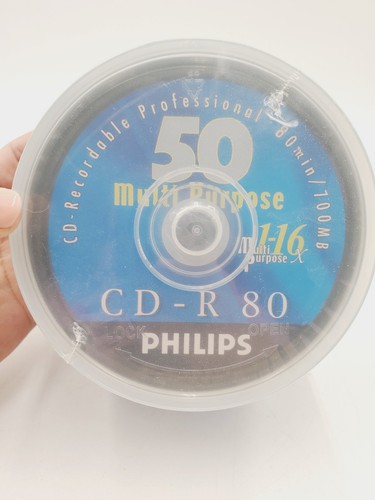 Pack of 50 Philips CD-R 80 Min 700MB New Factory Sealed Recordable Professional - Picture 2 of 3