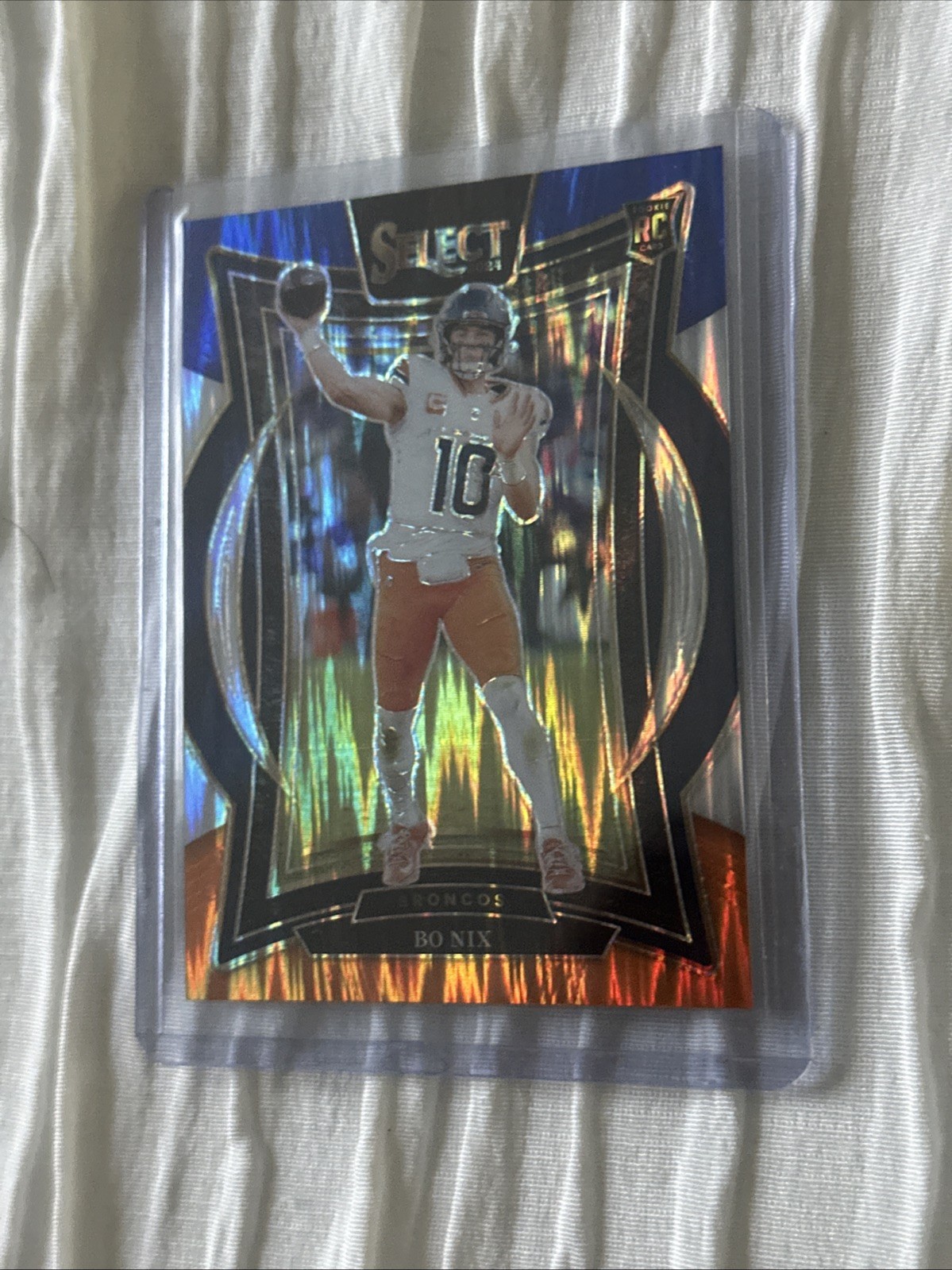 2024 Panini Select - Concourse Bo Nix #30 Orange & Blue Shock Prizm (RC) /35