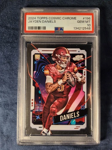 2024 TOPPS COSMIC CHROME JAYDEN DANIELS ROOKIE CARD #196 PSA 10 COMMANDERS