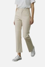 Oscar De La Renta Women's Beige Lambskin Lined Leather Pants Trousers Size 2