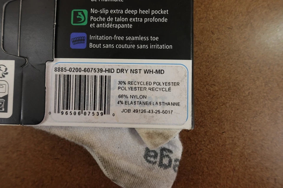 Calcetines Balega Medianos Para Hombre 7-9 Para Mujer 8.5-10.5 Blancos Ocultos Secos No Show Nuevos con Etiquetas *Defecto Foto 3 de 4