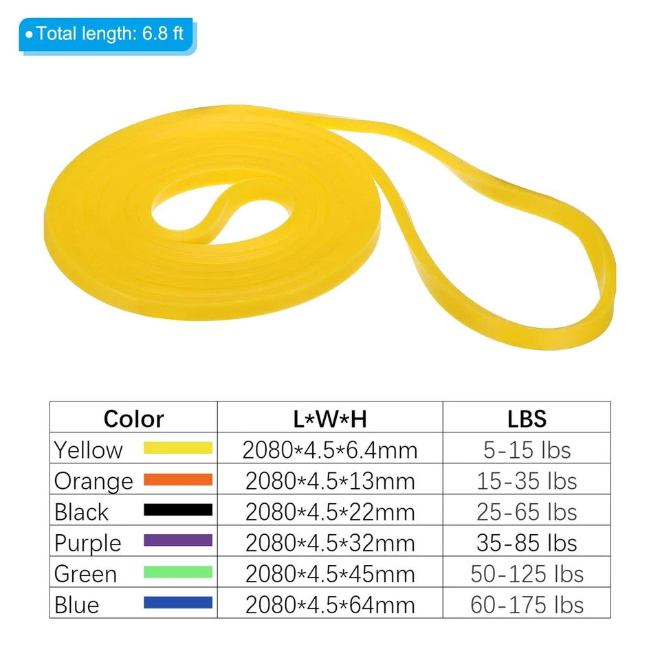 Resistance Bands, 6.8 Ft Pull Up Assist Bands for Fitness, Yellow - Image 2 of 4