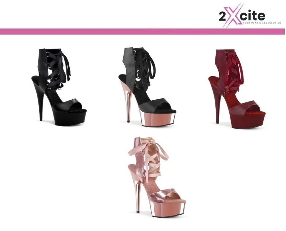 PLEASER USA STILETTO PLATFORM HIGH HEEL SCHUHE SANDALEN SCHNÜRER PLEASER DELIGHT 600 14