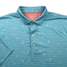 Johnnie-O Men's XL Performance Polo Surfin' Stripe Surfer Blue Beach Preppy Golf