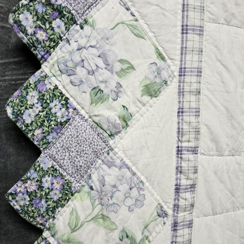 Quilt Handarbeit 86x102 Vintage Decke Tagesdecke California King Lila Grün - Bild 9 von 16