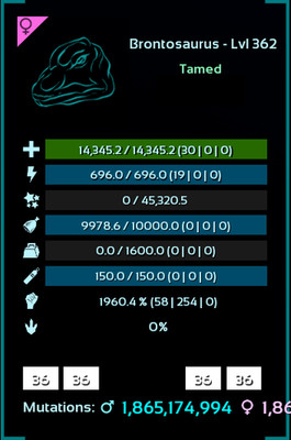 Brontosaurus MAX MELEE Ark  Survival Ascended ASA PVE (Bronto)