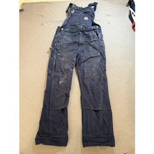 Carhartt Canvas Work Double Knee Overalls Bibs Paint Splatter Men L Blue 32X29