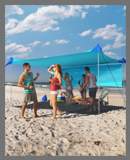 Beach Tent Sun Shelter 11x11ft, UPF50 Protection Beach Canopy Tent Sun Blue
