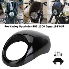 Black Headlight Front Faring Mask Cowl For Harley Dyna Sportster XL 1973-UP