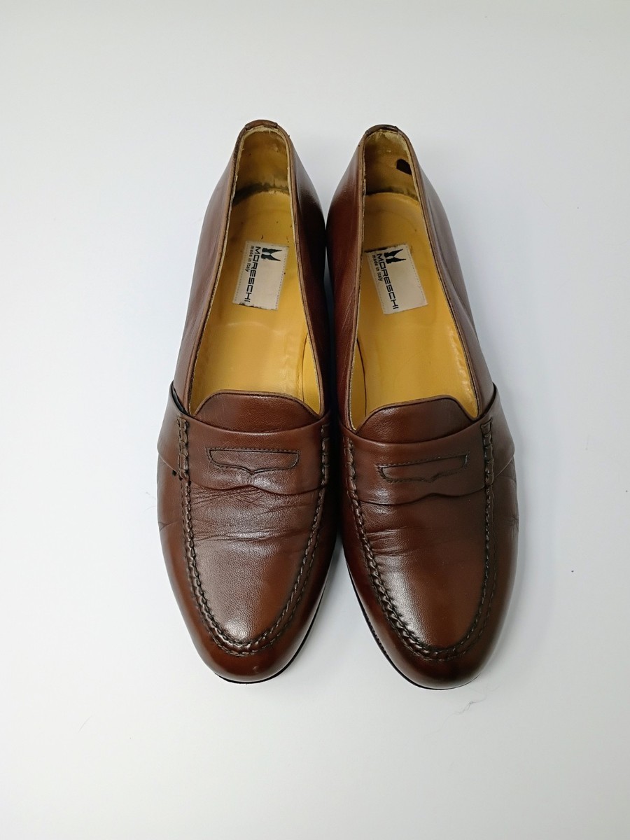 Moreshi Italy Brown Leather Penny Loafers Men display picture 3