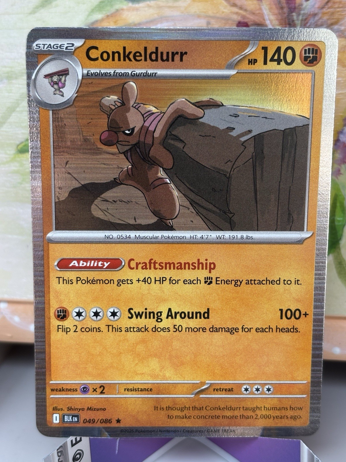 Conkeldurr - 049/086 Sv: Black Bolt Holo Pokemon Card TCG NM/M Near Mint Card