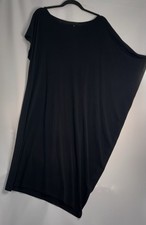 Eileen Fisher Black Silk Asymmetrical Ballet Neck Dress F5GK-D3037M Medium NEW