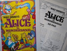 Walt Disney's "Alice in Wonderland" 1974 Original Movie Pressbook and Ad Pad