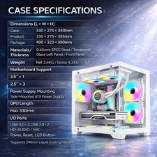 Computer PC Case ATX M-ATX ITX Small Tower Tempered Glass High Airflow White 5