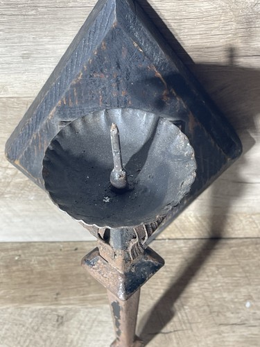 Antique Medieval Gothic Iron Wood Wall Candle Sconce 12” H - Picture 3 of 15