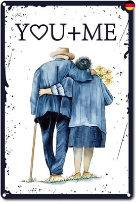 CREATCABIN Retro You and Me Vintage Blechschild Liebe Blumen Metall Wand Dekor