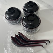 3 Sets Miso Bowls And Spoons