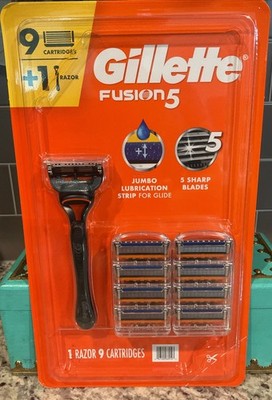 GILLETTE  FUSION 5 Razor plus 9 refill Cartridges 5 Blades NEW SEALED