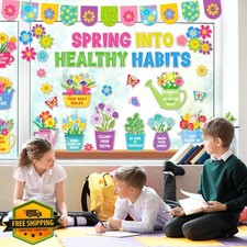 94 PCS Spring Bulletin Board Decor Flower Classroom Office Library Back to Sc...