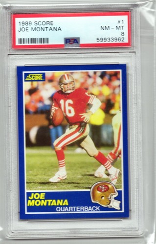1989 Score - Joe Montana #1 TM by Helmet Logo PSA 8