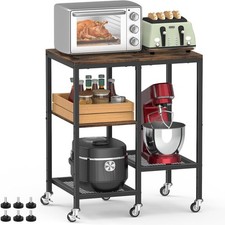 Kitchen Microwave Cart Microwave Stand W/ Wheels Coffee Bar Table Station 4-Tier