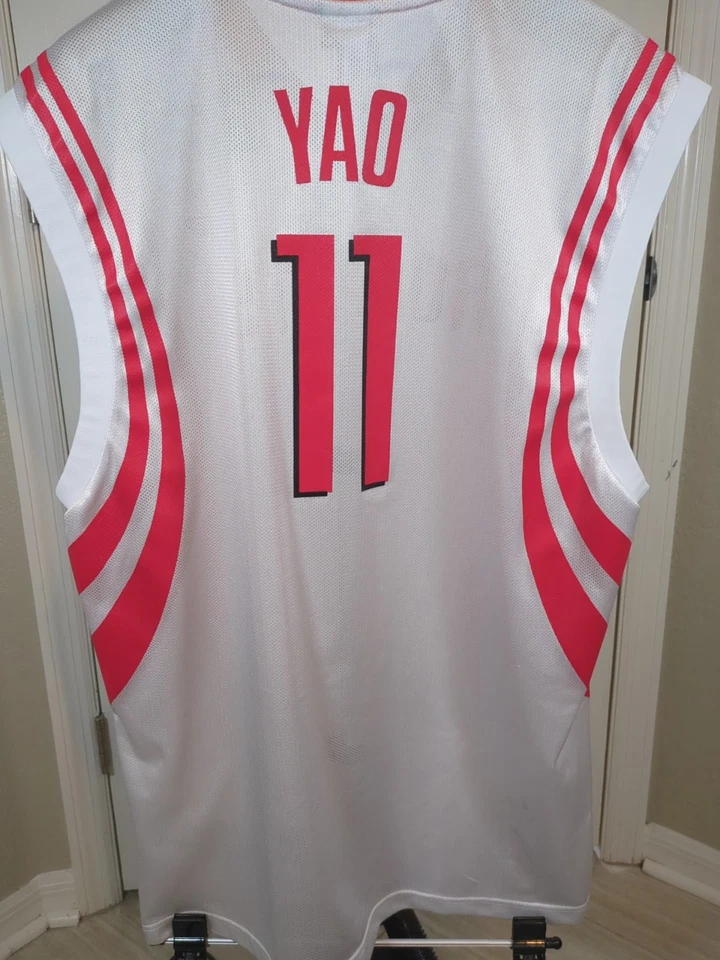 Camiseta deportiva Reebok Vintage NBA Houston Rockets #11 Yao Ming blanca roja para hombre XL Foto 2 de 4