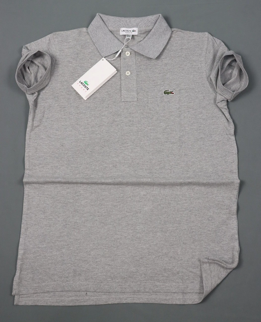 Mens Lacoste Polo T-Shirt Classic Fit Cotton Short Sleeve Shirt New (Gray)