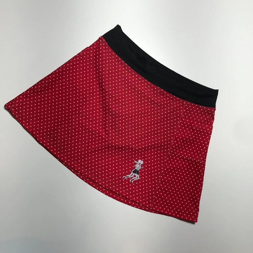Faldas para correr Falda de triatlón para mujer 4 bolsillos laterales rojos a lunares Foto 2 de 4