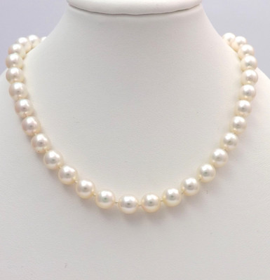 Solid 14k Gold 7mm Freshwater Pearl Necklace 18in Bridal AAA Quality 18in
