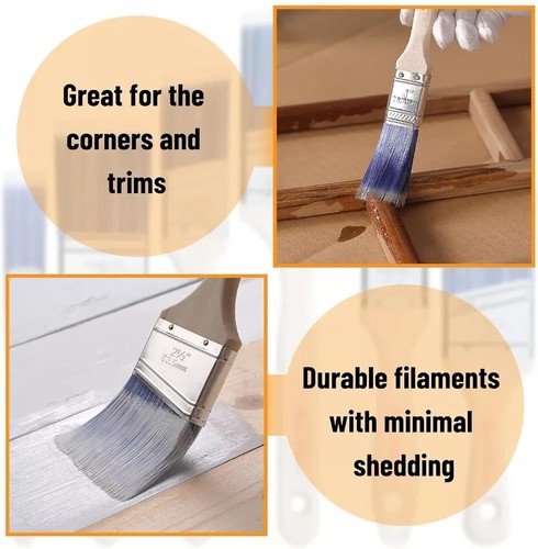 Bates- Paint Brushes 2/4/6 Pack Treated Wood Handle Paint Brushes for Walls Stai - Picture 8 of 16