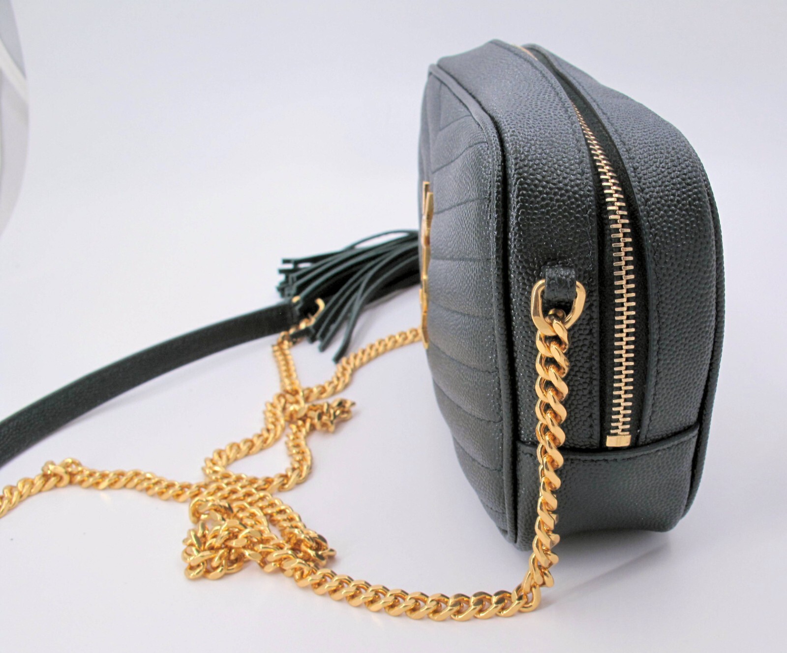 Borsa a tracolla originale YVES SAINT LAURENT Mini Lou fotocamera colore verde "STE"**