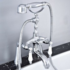 Polished Chrome Deck Mount Clawfoot Bath Tub Faucet With Handheld Shower Ztf760