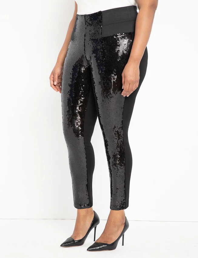new ELOQUII MIRACLE SEQUIN legging pants 28w black eBay