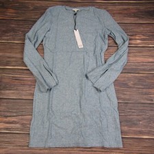 NSR NEW NWT Large Blue Crewneck Mini Dress Long Sleeve Shift