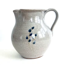 1983 Rustic Carolina Pitcher Creamer Rustic Farmhouse Studio Pottery Flowers MCM