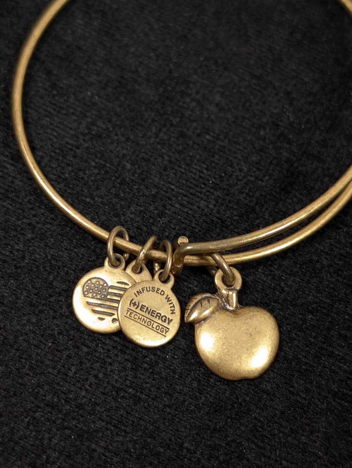 Alex and Ani Gold tone Apple Charm Expandable Bangle Stacking