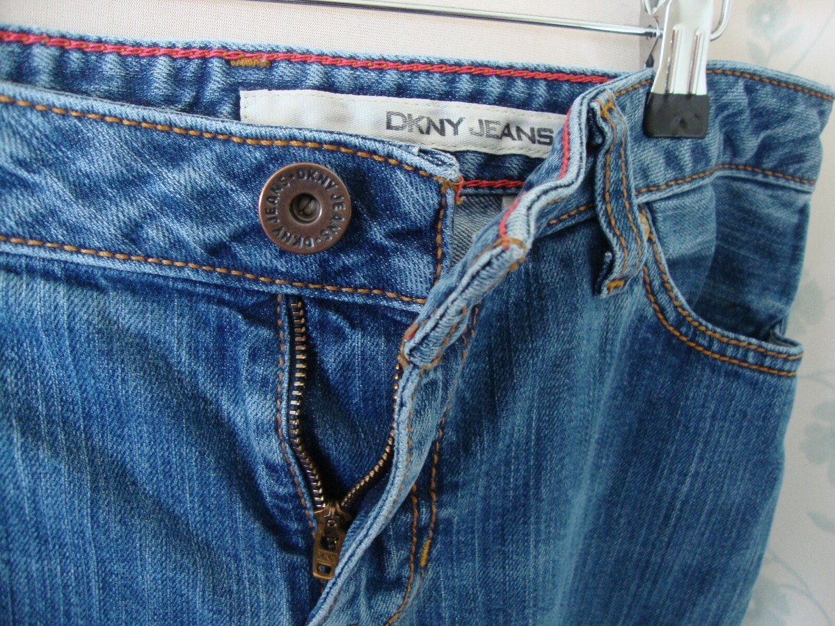 Jean Homme DKNY Jeans Taille 29S Bleu - Jambe Ajustée, Ourlet Effiloché - Occasion Très Bon état