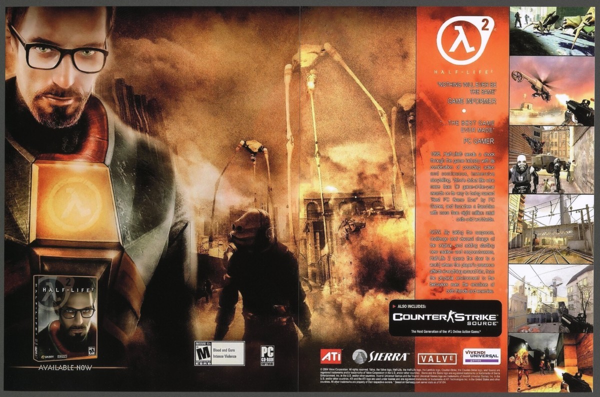 Half Life 2 PC Game 2004 PS2 Double Page Promo Ad Wall Art Print