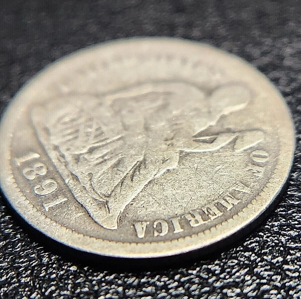 1891 O Seated Liberty Dime: Final Year / Error on Reverse "i" In Dime! - Image 2 of 4