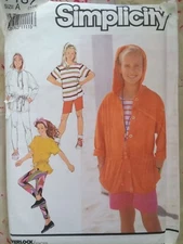 SIMPLICITY GIRLS LEGGINGS JACKET TOP SEWING PATTERN 7187 SIZE 7-14 From 1991