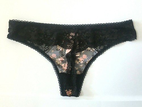 Tanga Bragas Victorias Secret M Negro Floral Sedoso Corazón Dije Cuerpo por Victoria - Imagen 5 de 12