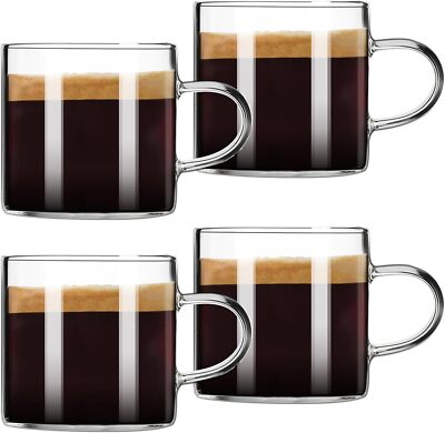 Espresso Cups Set of 2/4/8,4.3OZ Insulated High Borosilicate Espresso Shot Glass